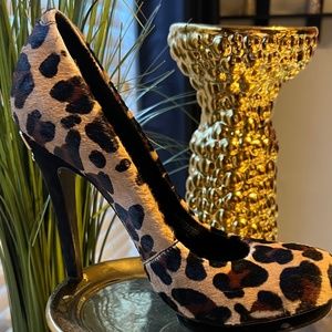 TORY BURCH Sz 8 Calf Hair Leopard  Stiletto